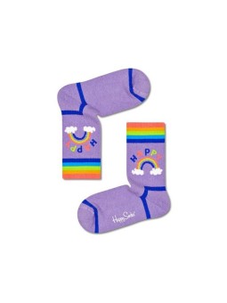 HAPPY SOCKS SKARPETKI FIOLETOWE W KOLOROWE WZORY TĘCZA Rainbow Rib KHAR14-5000