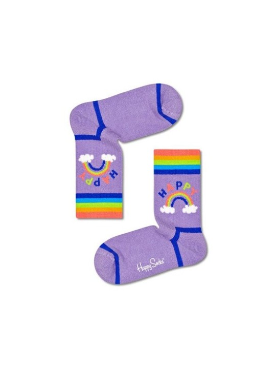 HAPPY SOCKS SKARPETKI FIOLETOWE W KOLOROWE WZORY TĘCZA Rainbow Rib KHAR14-5000