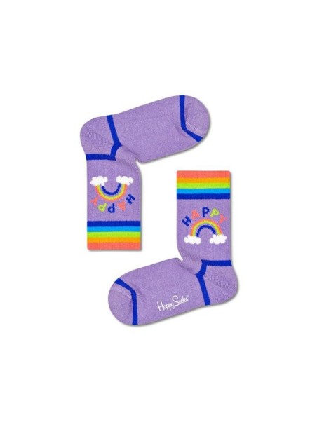 HAPPY SOCKS SKARPETKI FIOLETOWE W KOLOROWE WZORY TĘCZA Rainbow Rib KHAR14-5000
