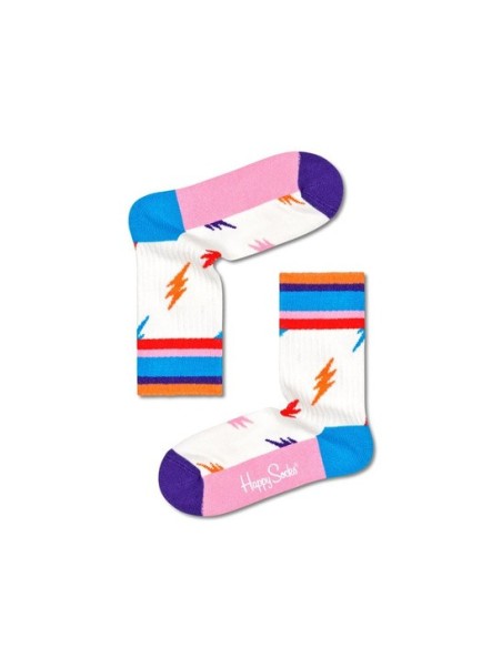 HAPPY SOCKS SKARPETKI KREM W KOLOROWE WZORY BŁYSKAWICE Lightning Rib KLGT14-1300
