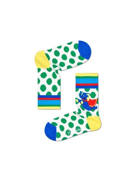 HAPPY SOCKS SKARPETKI KREM W KOLOROWE WZORY SŁOŃ Flying Elefant Rib KFLE14-1300