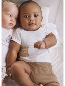 MAYORAL NEWBORN KOMPLET LETNI DLA CHŁOPCA KOSZULKA I SPODNIE MISIE 1206/49