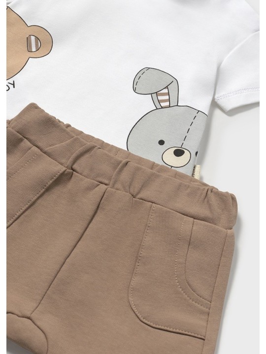 MAYORAL NEWBORN KOMPLET LETNI DLA CHŁOPCA KOSZULKA I SPODNIE MISIE 1206/49