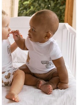 MAYORAL NEWBORN KOMPLET LETNI DLA CHŁOPCA KOSZULKA I SPODNIE MISIE 1206/49