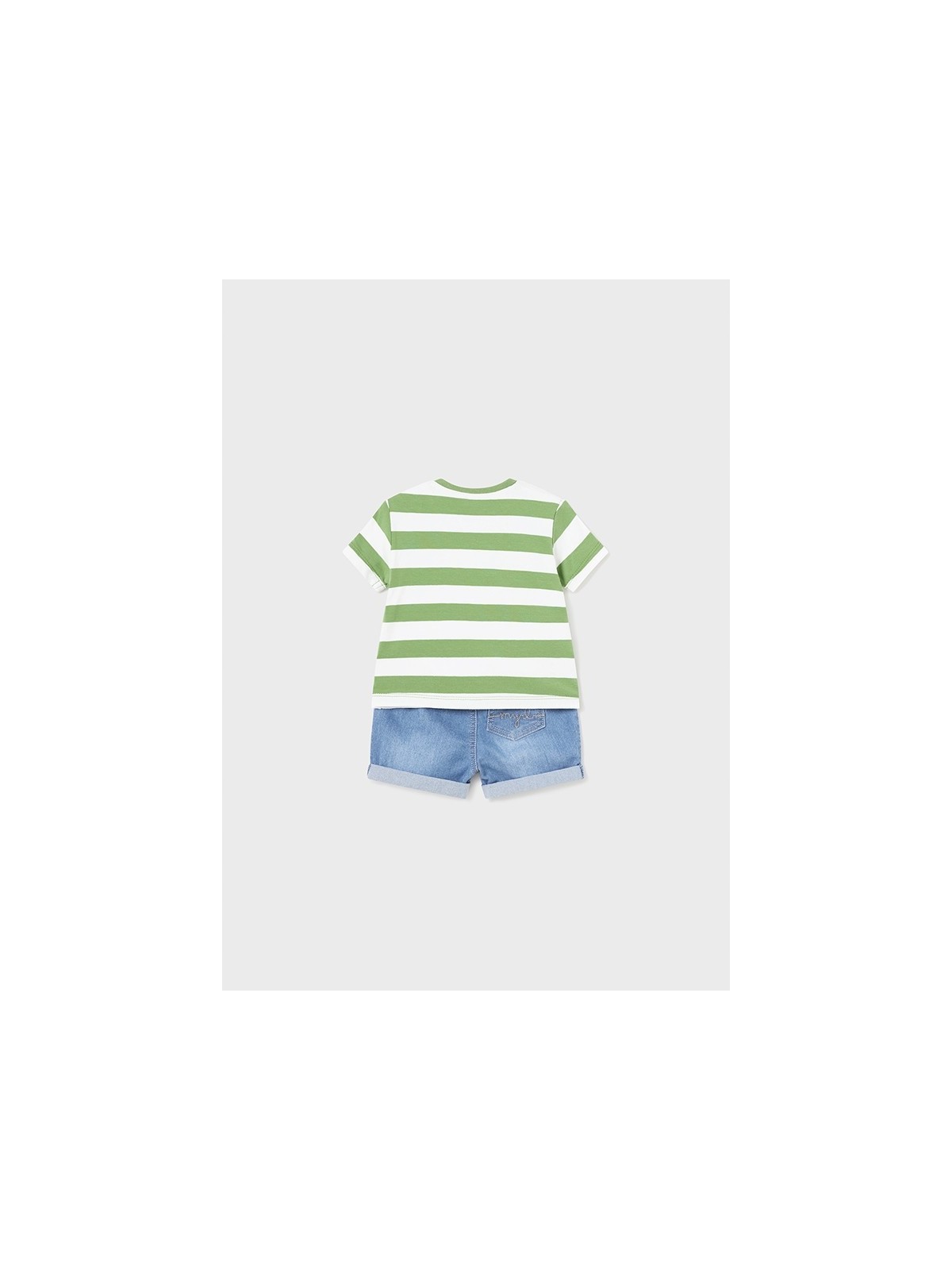 MAYORAL NEWBORN KOMPLET LETNI DLA CHŁOPCA KOSZULKA W PASKI I SPODNIE JEANS 1209/39