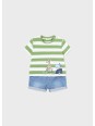 MAYORAL NEWBORN KOMPLET LETNI DLA CHŁOPCA KOSZULKA W PASKI I SPODNIE JEANS 1209/39