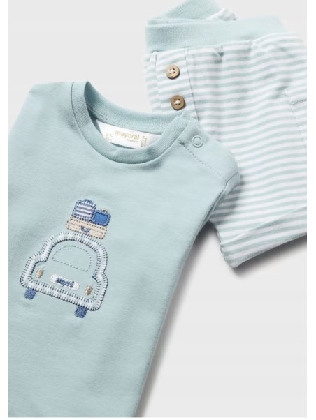 MAYORAL NEWBORN KOMPLET LETNI DLA CHŁOPCA KOSZULKA PLUS SPODENKI 1627/65