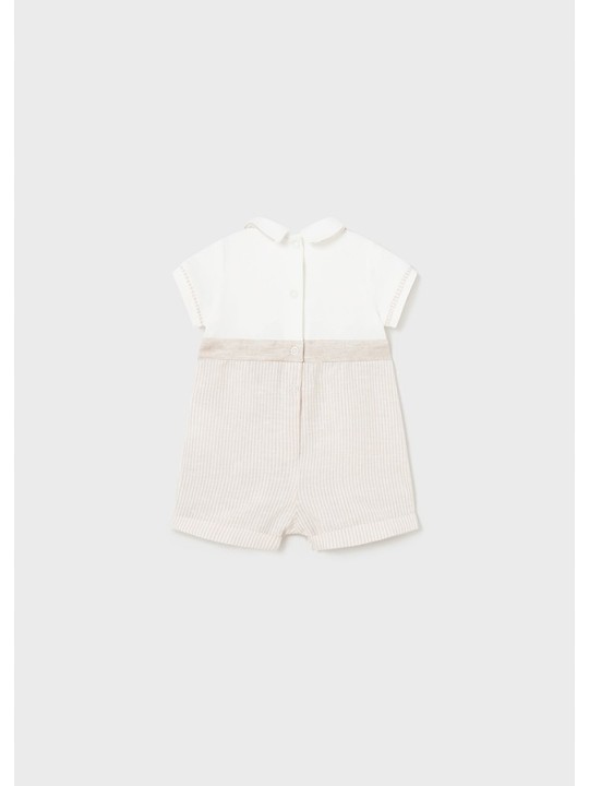 MAYORAL NEWBORN PAJAC RAMPERS Z MUSZKĄ  DLA CHŁOPCA BEŻ PASECZKI 1636/95