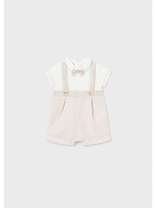 MAYORAL NEWBORN PAJAC RAMPERS Z MUSZKĄ  DLA CHŁOPCA BEŻ PASECZKI 1636/95