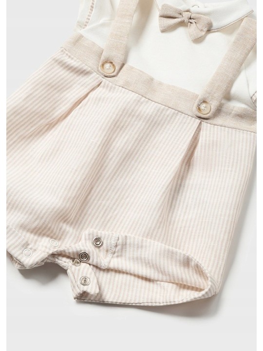 MAYORAL NEWBORN PAJAC RAMPERS Z MUSZKĄ  DLA CHŁOPCA BEŻ PASECZKI 1636/95