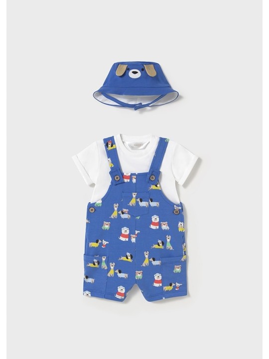 MAYORAL OGRODNICZKI PLUS BLUZECZKA  KAPELUSZ PIESKI 1624/85