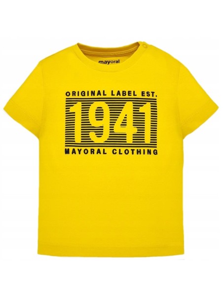 MAYORAL BABY  BLUZKA KOSZULKA T-SHIRT NA KRÓTKI RĘKAW DLA CHŁOPCA ŻÓŁTA 106/24