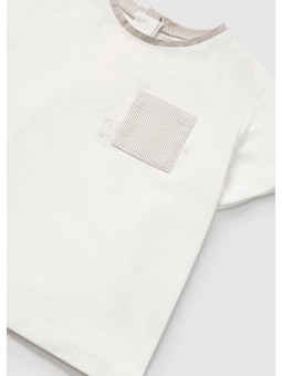 MAYORAL NEWBORN BLUZKA KOSZULKA T-SHIRT NA KRÓTKI RĘKAW DLA CHŁOPCA BEŻ KREM 1072/66