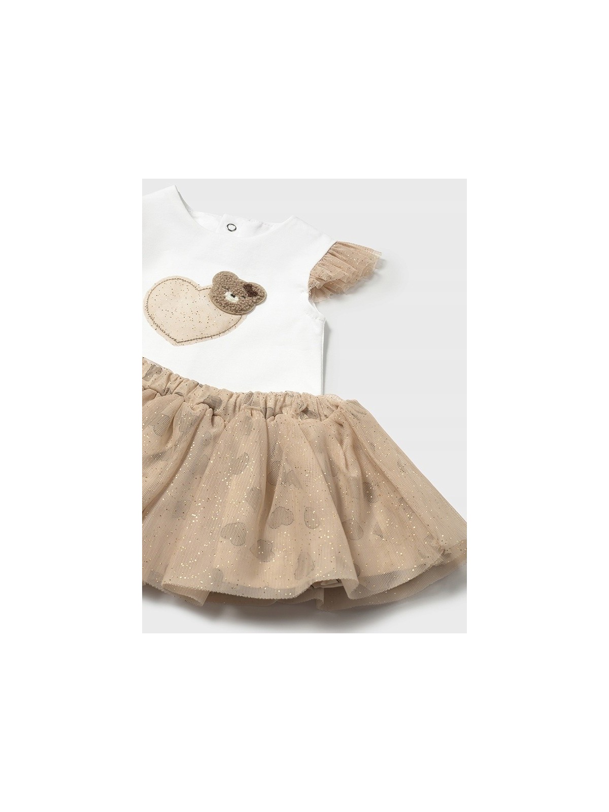 MAYORAL NEWBORN KOMPLET LETNI DLA DZIEWCZYNKI BLUZKA SPÓDNICZKA TIUL SERDUSZKA 1874/39