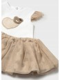 MAYORAL NEWBORN KOMPLET LETNI DLA DZIEWCZYNKI BLUZKA SPÓDNICZKA TIUL SERDUSZKA 1874/39