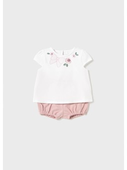 MAYORAL NEWBORN KOMPLET LETNI DLA DZIEWCZYNKI KOSZULKA PLUS SPODENKI 1663/27