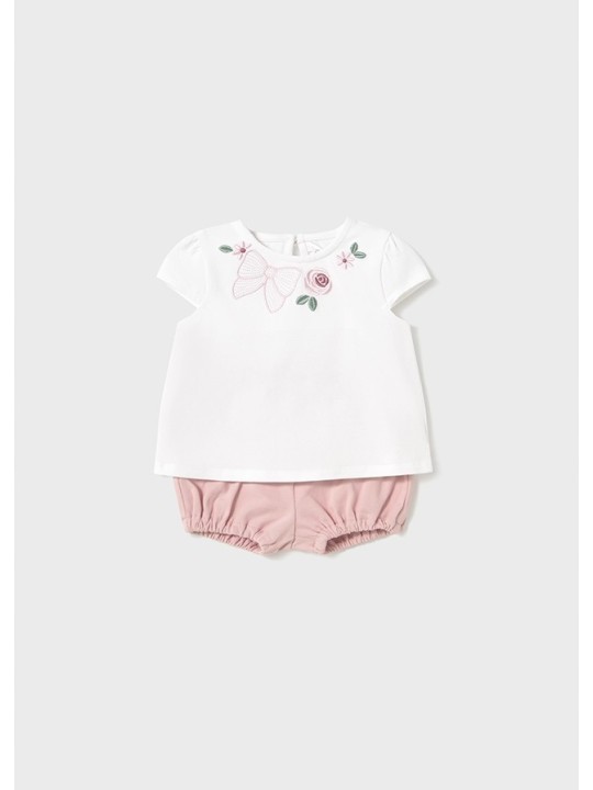 MAYORAL NEWBORN KOMPLET LETNI DLA DZIEWCZYNKI KOSZULKA PLUS SPODENKI 1663/27