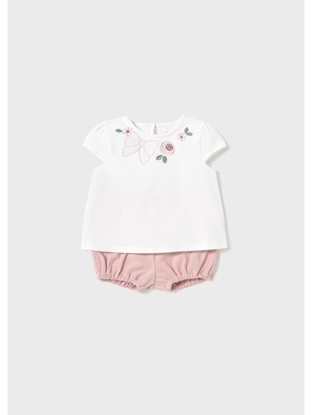 MAYORAL NEWBORN KOMPLET LETNI DLA DZIEWCZYNKI KOSZULKA PLUS SPODENKI 1663/27