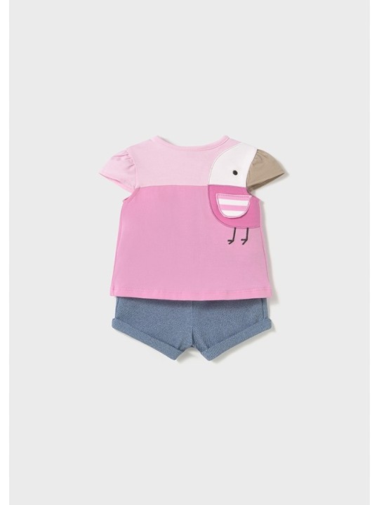 MAYORAL NEWBORN KOMPLET LETNI DLA DZIEWCZYNKI KOSZULKA PLUS SPODENKI 1670/48