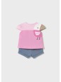 MAYORAL NEWBORN KOMPLET LETNI DLA DZIEWCZYNKI KOSZULKA PLUS SPODENKI 1670/48
