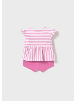 MAYORAL NEWBORN KOMPLET LETNI DLA DZIEWCZYNKI BLUZKA W PASKI I SPODENKI 1670