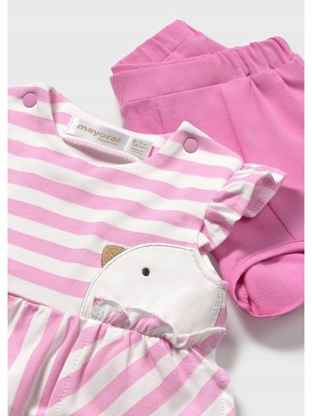 MAYORAL NEWBORN KOMPLET LETNI DLA DZIEWCZYNKI BLUZKA W PASKI I SPODENKI 1670