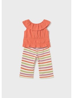 MAYORAL KOMPLET LETNI DLA DZIEWCZYNKI BLUZKA Z FALBANKĄ  I SPODNIE 1575/67