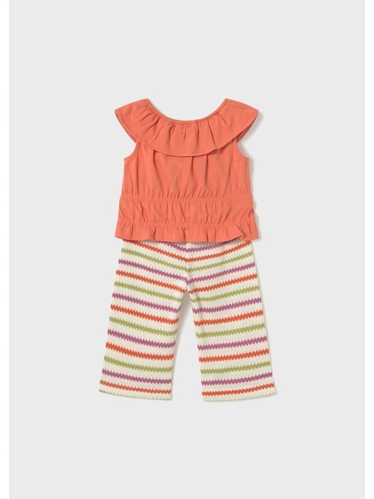 MAYORAL KOMPLET LETNI DLA DZIEWCZYNKI BLUZKA Z FALBANKĄ  I SPODNIE 1575/67