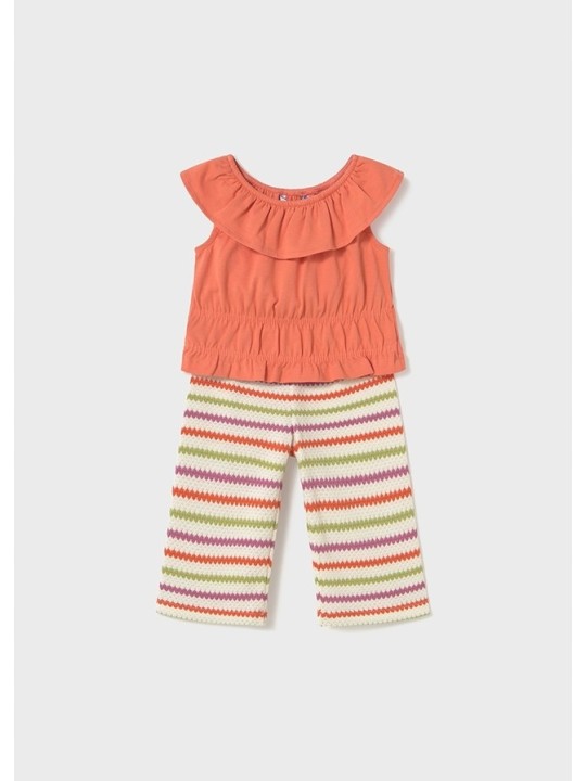 MAYORAL KOMPLET LETNI DLA DZIEWCZYNKI BLUZKA Z FALBANKĄ  I SPODNIE 1575/67