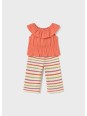 MAYORAL KOMPLET LETNI DLA DZIEWCZYNKI BLUZKA Z FALBANKĄ  I SPODNIE 1575/67