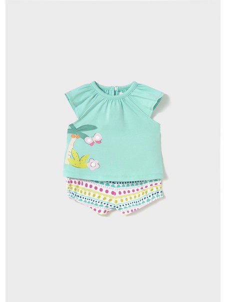 MAYORAL NEWBORN KOMPLET LETNI DLA DZIEWCZYNKI KOSZULKA PLUS SPODENKI 1671/52
