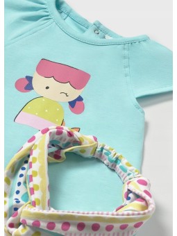 MAYORAL NEWBORN KOMPLET LETNI DLA DZIEWCZYNKI KOSZULKA LEGINSY OPASKA 1763/89