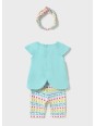 MAYORAL NEWBORN KOMPLET LETNI DLA DZIEWCZYNKI KOSZULKA LEGINSY OPASKA 1763/89