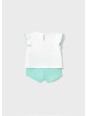 MAYORAL NEWBORN KOMPLET LETNI DLA DZIEWCZYNKI BLUZKA I SPODENKI 1671