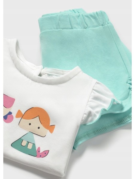 MAYORAL NEWBORN KOMPLET LETNI DLA DZIEWCZYNKI BLUZKA I SPODENKI 1671