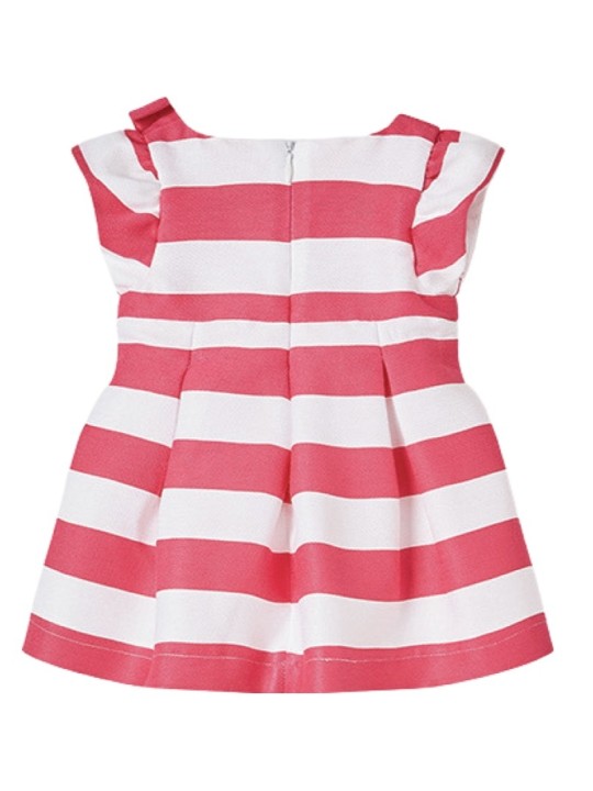 MAYORAL BABY SUKIENKA WIZYTOWA DLA DZIEWCZYNKI W BIAŁO RÓŻOWE PASKI SUKIENKA010