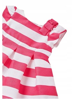 MAYORAL BABY SUKIENKA WIZYTOWA DLA DZIEWCZYNKI W BIAŁO RÓŻOWE PASKI SUKIENKA010