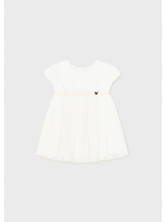 MAYORAL  BABY SUKIENKA WIZYTOWA DLA DZIEWCZYNKI KREMOWA TIUL 1904/64