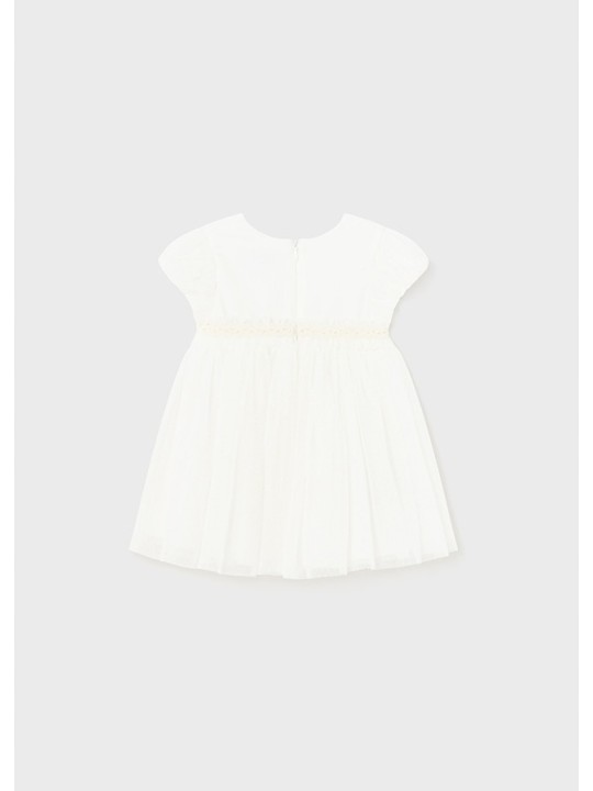 MAYORAL  BABY SUKIENKA WIZYTOWA DLA DZIEWCZYNKI KREMOWA TIUL 1904/64