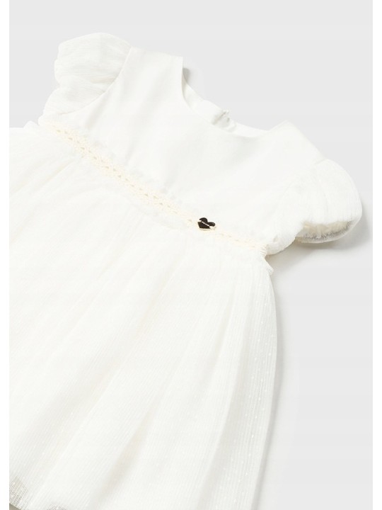 MAYORAL  BABY SUKIENKA WIZYTOWA DLA DZIEWCZYNKI KREMOWA TIUL 1904/64