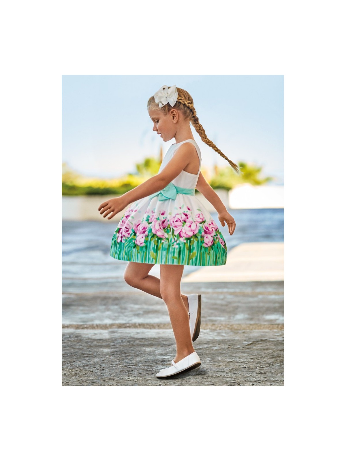 MAYORAL SUKIENKA DLA DZIEWCZYNKI WIZYTOWA KWIATY BAWEŁNIANA 3915 /91