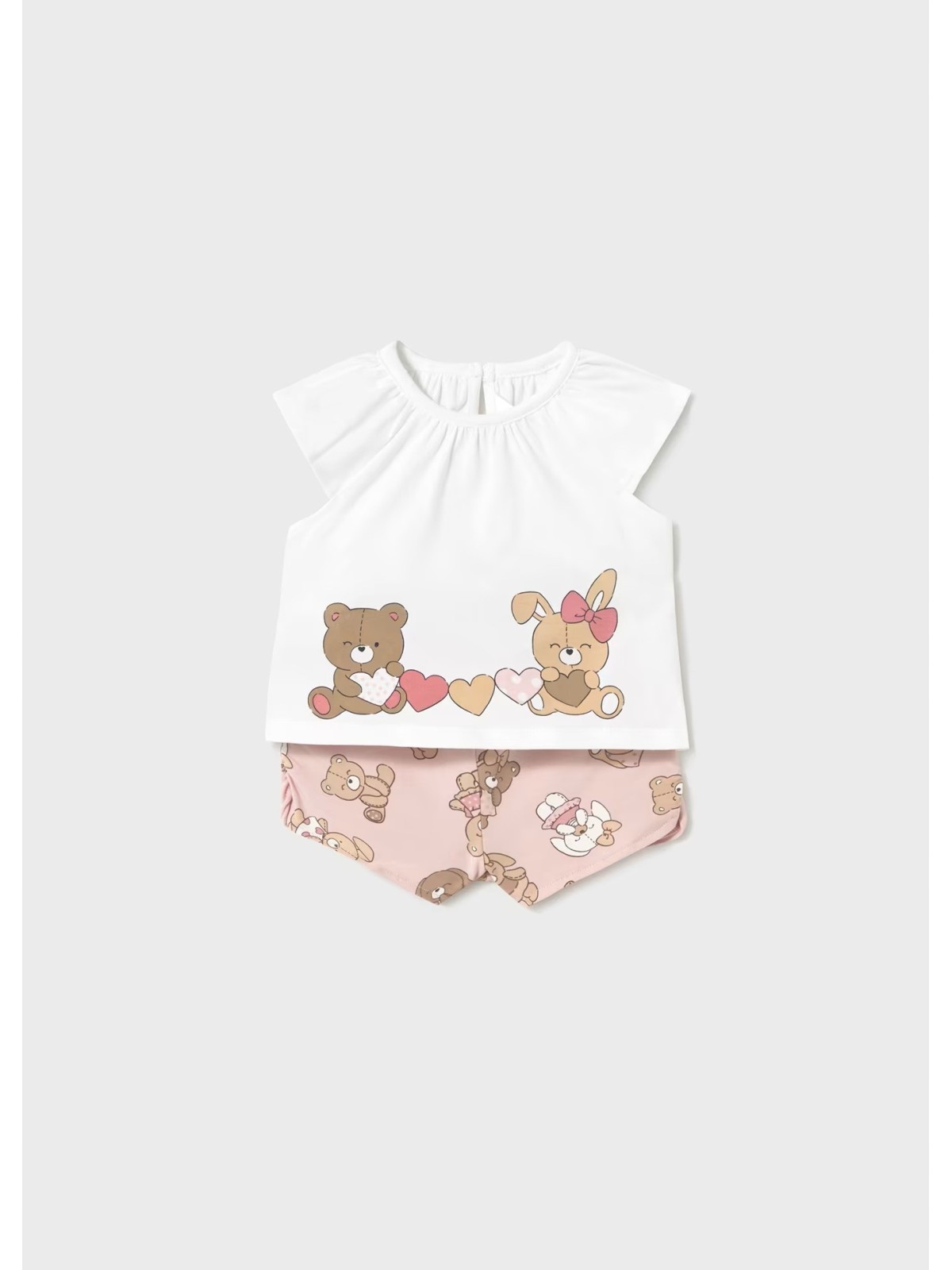 MAYORAL NEWBORN KOMPLET LETNI DLA DZIEWCZYNKI KOSZULKA PLUS SPODENKI MISIE 1671/53