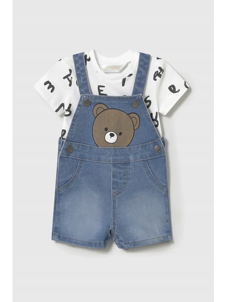 MAYORAL NEWBORN SPODENKI OGRODNICZKI DLA CHŁOPCA  PLUS BLUZKA 1622