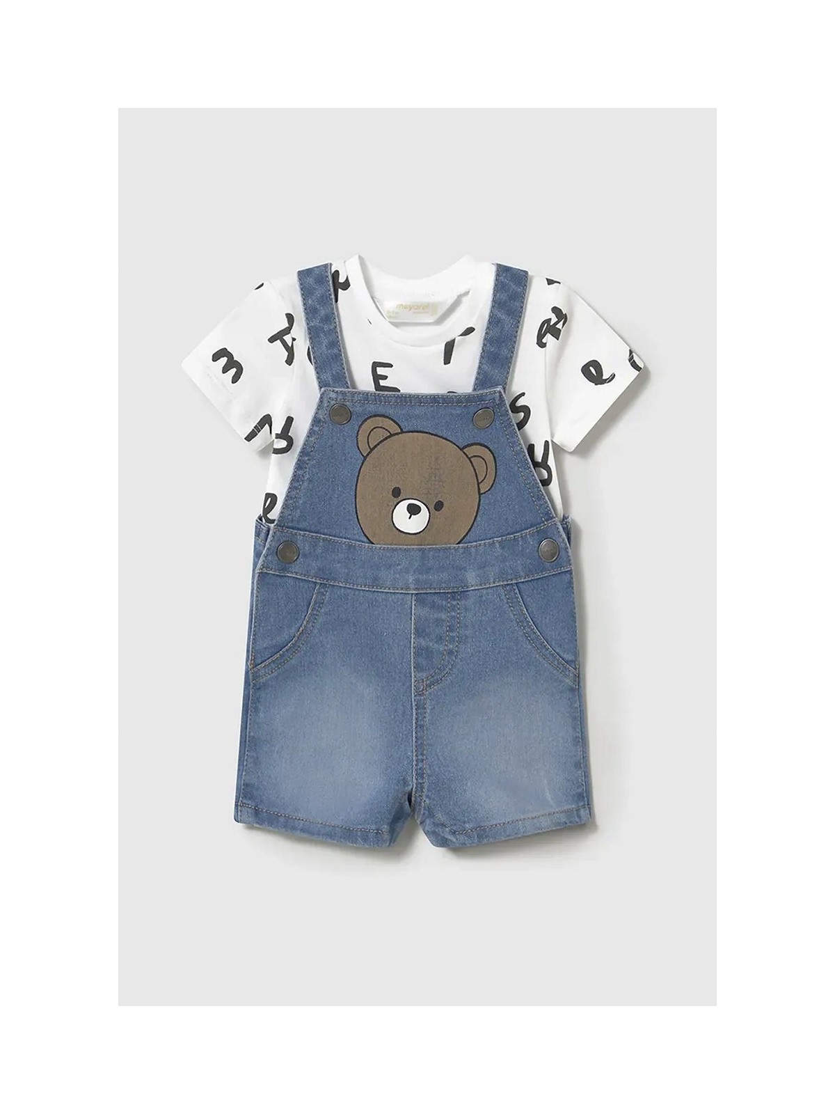 MAYORAL NEWBORN SPODENKI OGRODNICZKI DLA CHŁOPCA  PLUS BLUZKA 1622