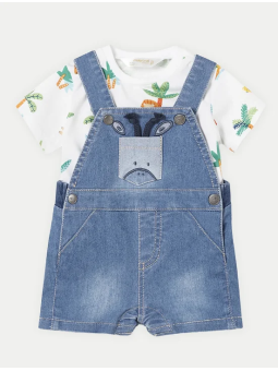 MAYORAL NEWBORN SPODENKI OGRODNICZKI DLA CHŁOPCA PLUS KOSZULKA  1624/61