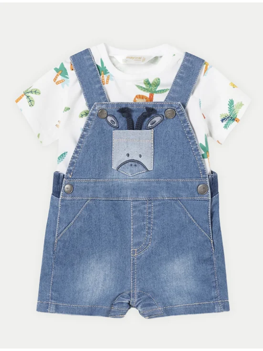 MAYORAL NEWBORN SPODENKI OGRODNICZKI DLA CHŁOPCA PLUS KOSZULKA  1624/61