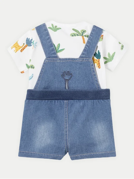 MAYORAL NEWBORN SPODENKI OGRODNICZKI DLA CHŁOPCA PLUS KOSZULKA  1624/61