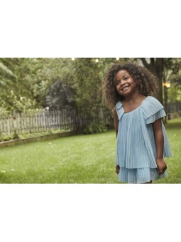 MAYORAL SUKIENKA WIZYTOWA DLA DZIEWCZYNKI PLISY BŁĘKIT 3912