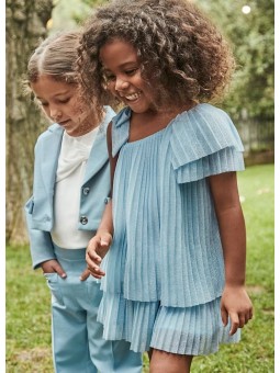 MAYORAL SUKIENKA WIZYTOWA DLA DZIEWCZYNKI PLISY BŁĘKIT 3912