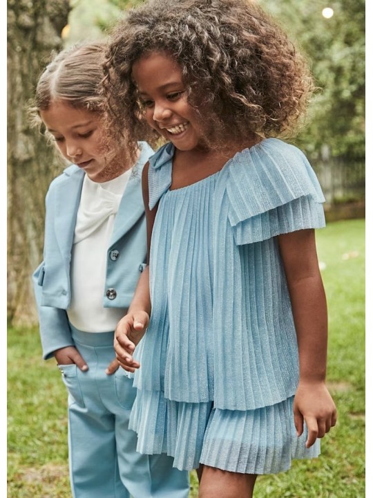 MAYORAL SUKIENKA WIZYTOWA DLA DZIEWCZYNKI PLISY BŁĘKIT 3912